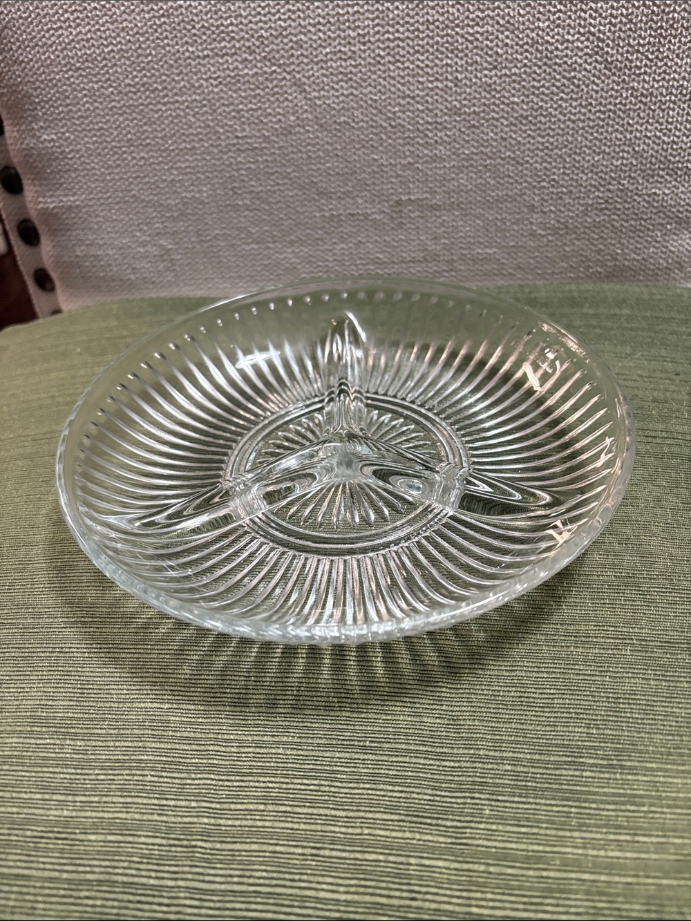 Clear Ribbed Divided Glass Serving Platter